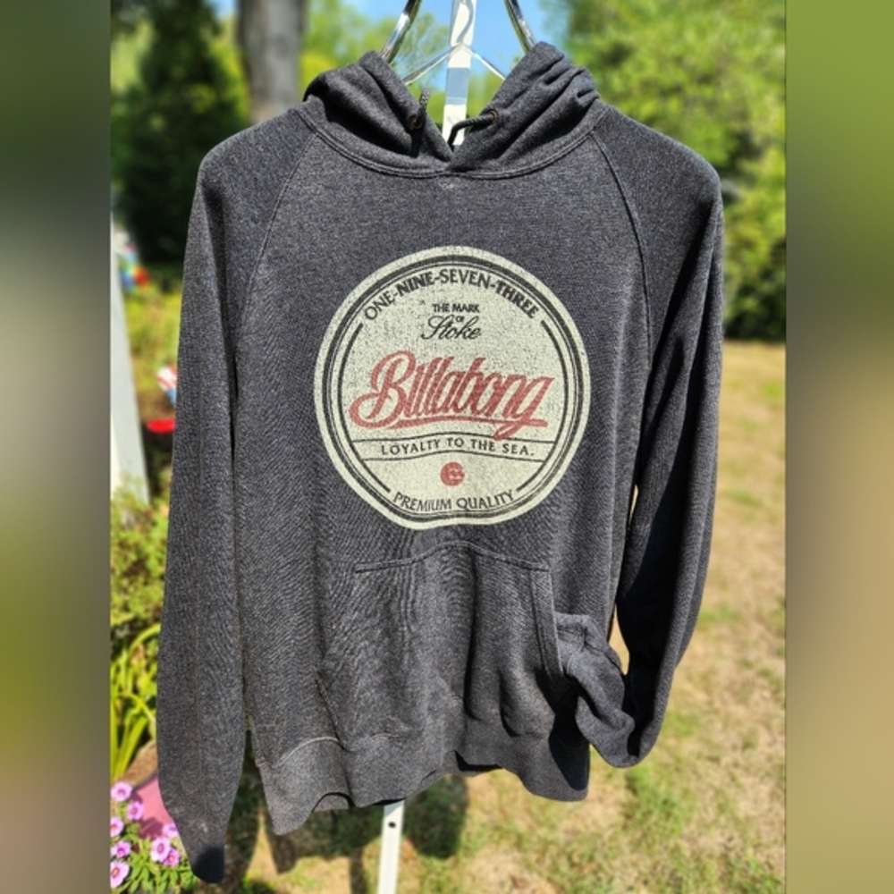 RARE Y2K Billabong Surfer Mens Hoodie Sweatshirt in Dark Grey w/logo- Size Large